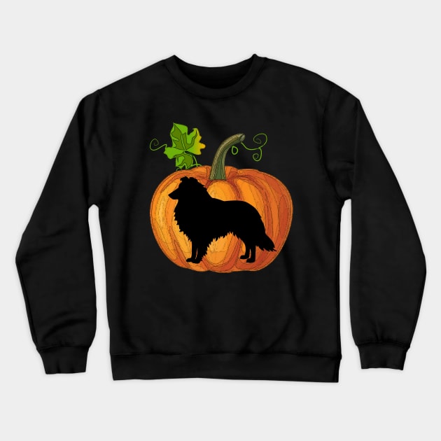 Sheltie in pumpkin Crewneck Sweatshirt by Flavie Kertzmann